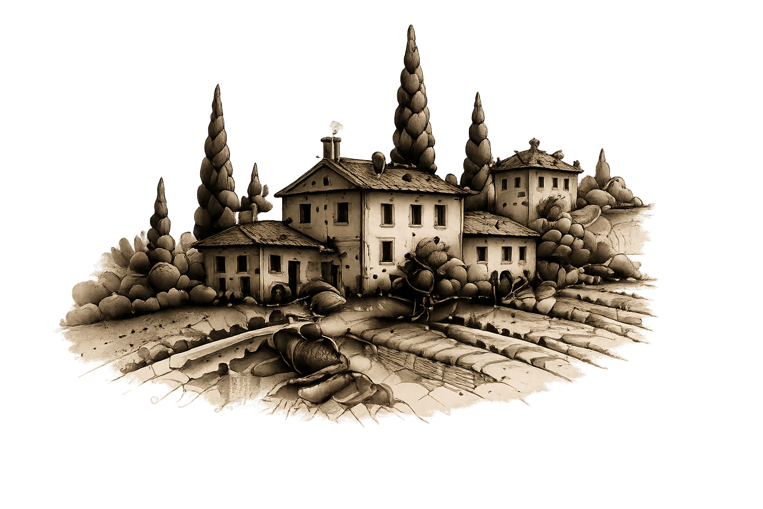 Illustration d'un village toscan